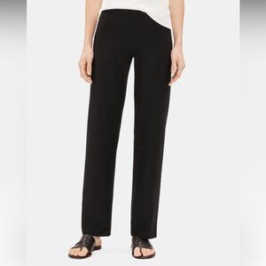 Eileen Fisher System Washable Stretch Crepe Straight Pant Black XL
